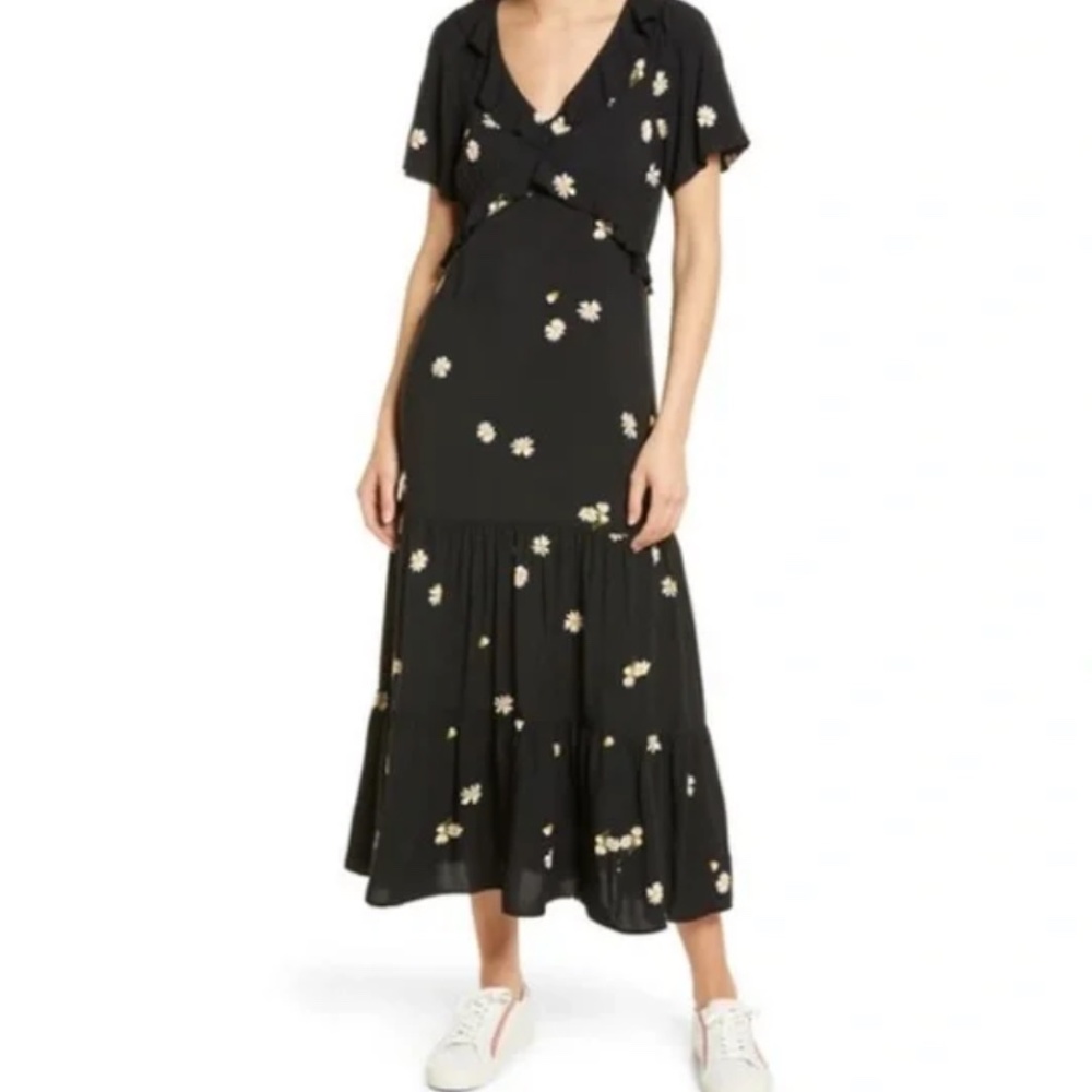 Madewell Ruffled Tiered Maxi Dress in Lazy Daisies Size 8 Floral Summer Vacation